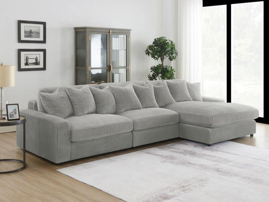 Blaine Upholstered Reversible Sectional Sofa Set with Amrless Chair Fog