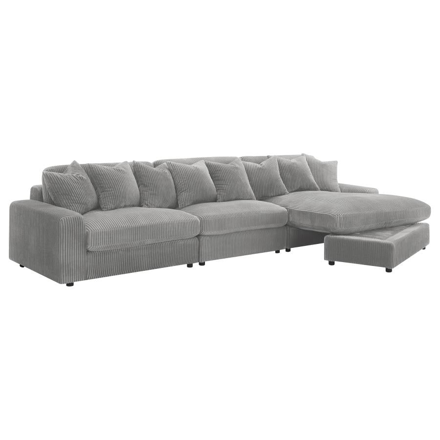 Blaine Upholstered Reversible Sectional Sofa Set with Amrless Chair Fog