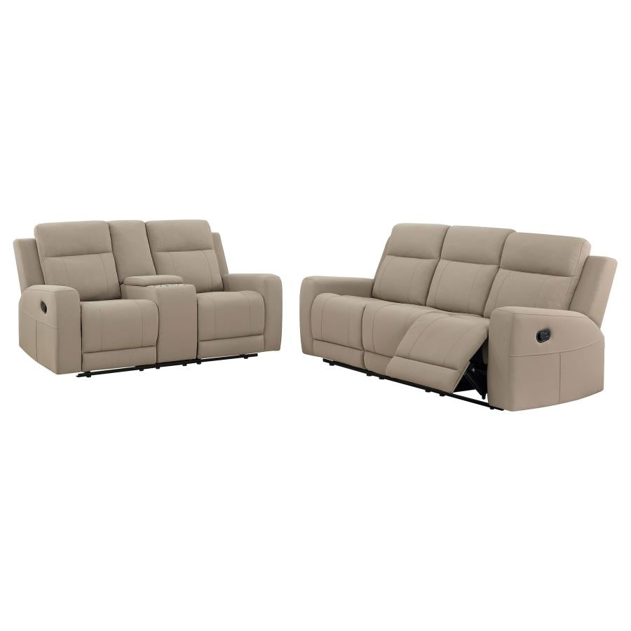 Brentwood 3-piece Upholstered Motion Reclining Sofa Set Taupe