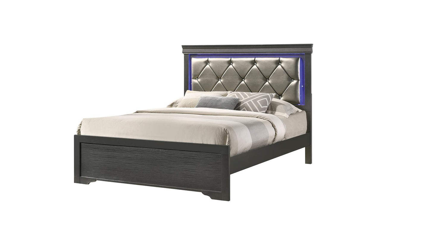 BROOKLYN KING 5 PC BEDROOM SET IN GUN METAL