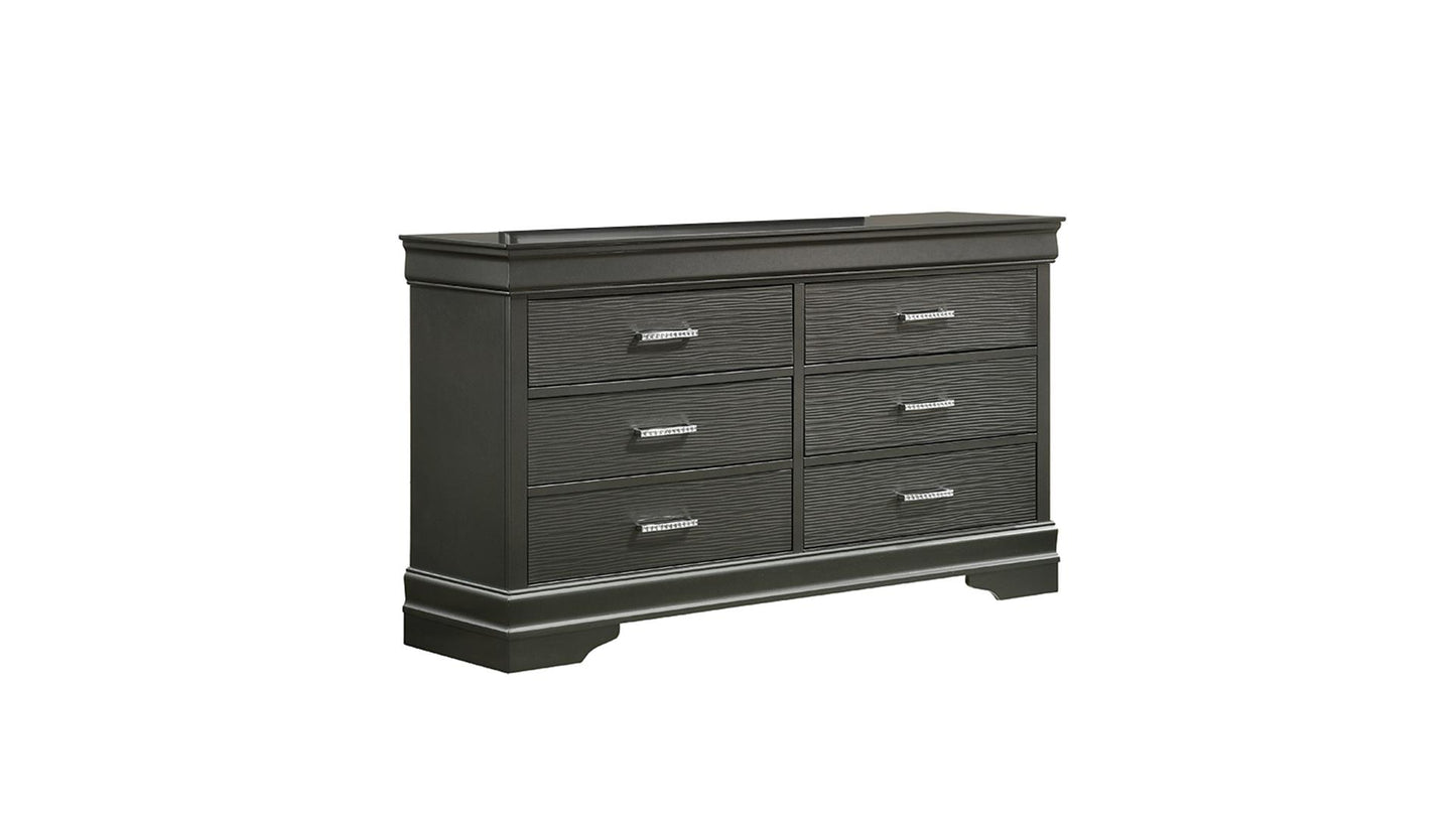 BROOKLYN KING 5 PC BEDROOM SET IN GUN METAL