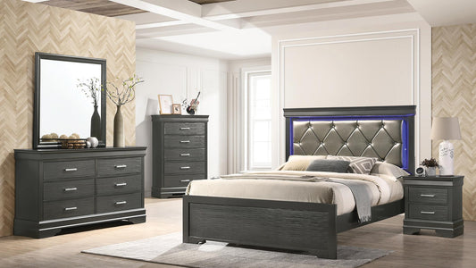 BROOKLYN KING 5 PC BEDROOM SET IN GUN METAL