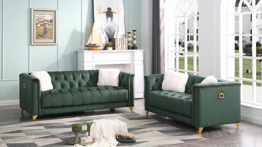 RUSSELL 2 PC LIVING ROOM SET IN GREEN